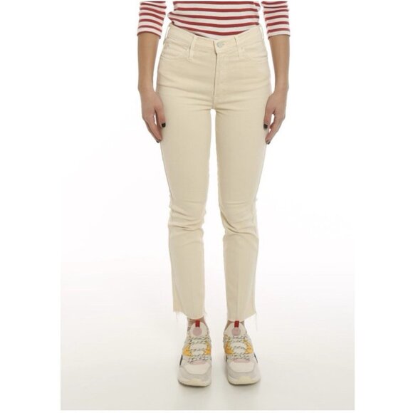 MOTHER High Waisted Rascal Ankle Fray Jeans in Chalk It Up Ivory Women's Size 28 - Picture 13 of 13